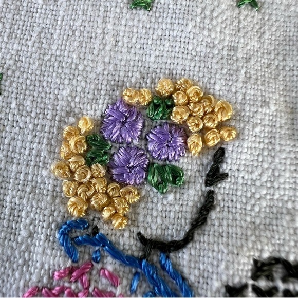 Vintage Home Sweet Home Colonial Couple Cross Stitch Embroidery Sampler 11x12 - Picture 4 of 8